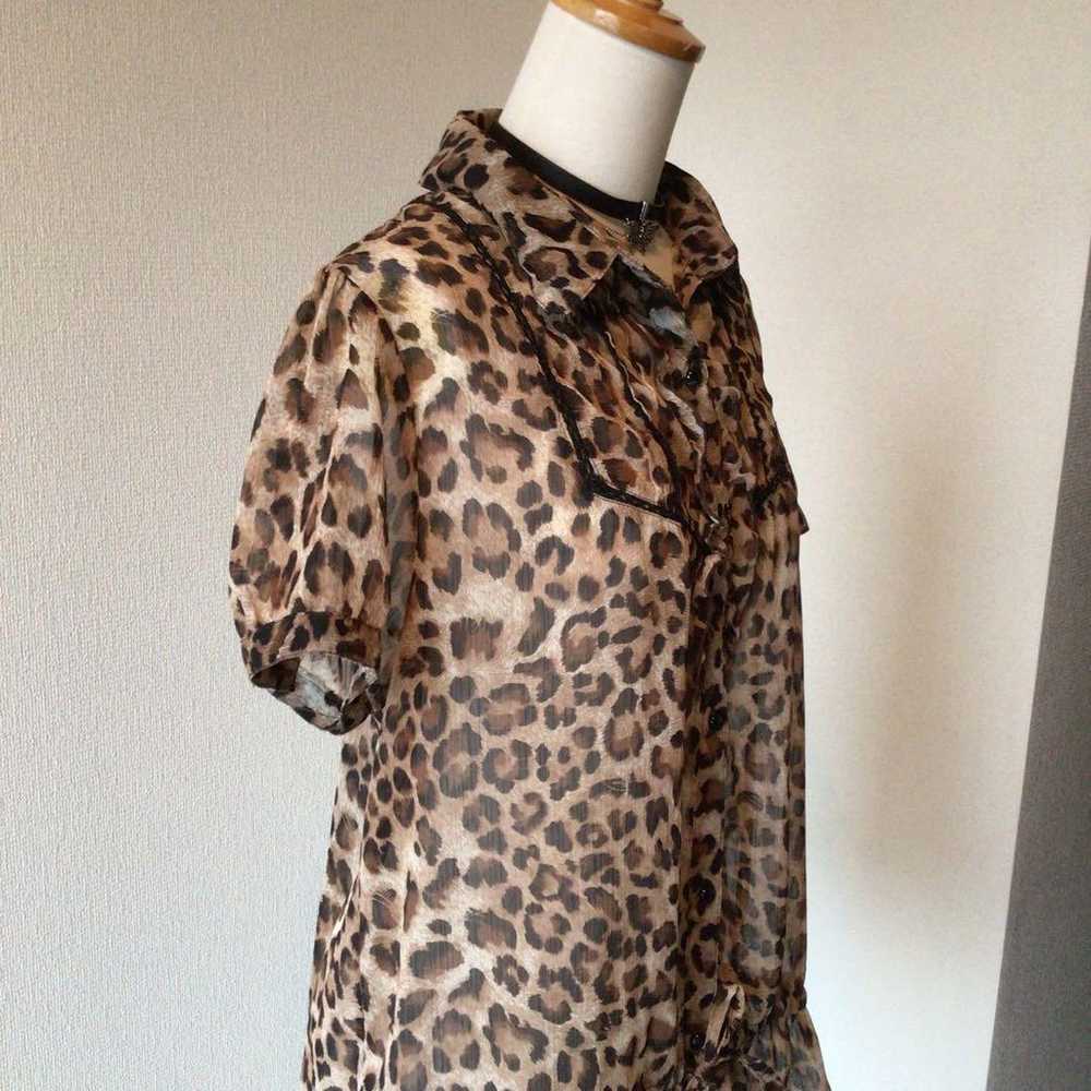 y2k Grunge Fairy Leopard Print Frill Blouse NANA … - image 5