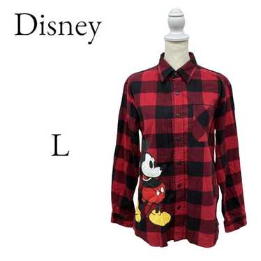 Disney Black Red Shirt Blouse Rare Design Casual L