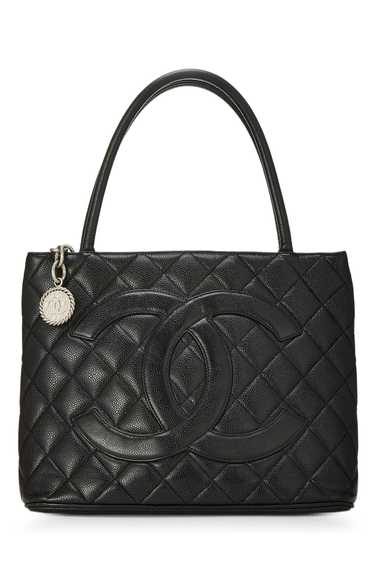 Black Quilted Caviar Medallion Tote - image 1