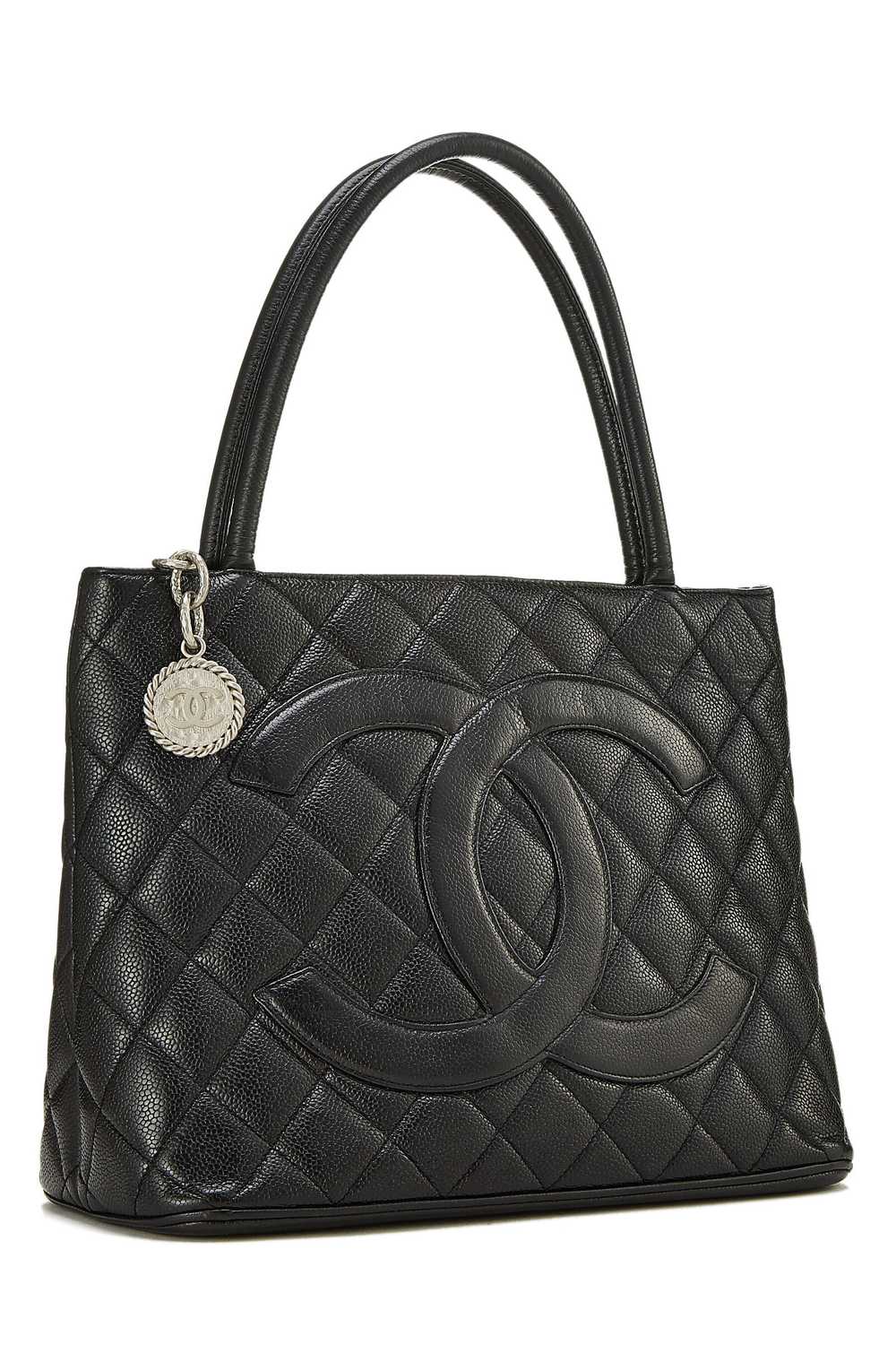 Black Quilted Caviar Medallion Tote - image 2