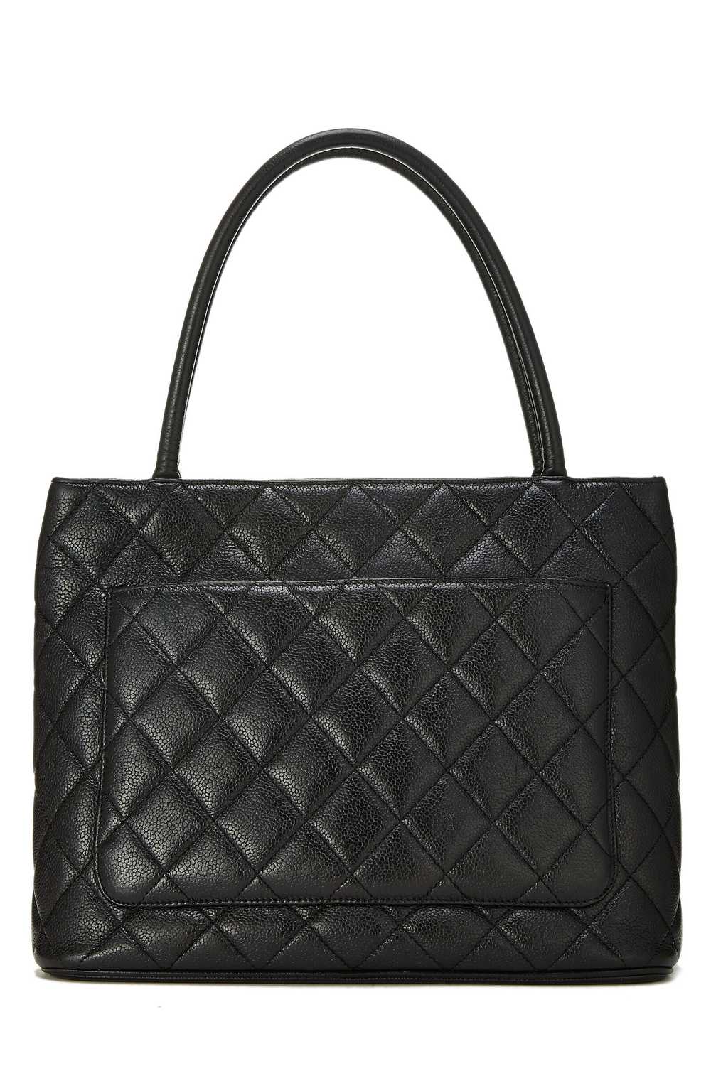 Black Quilted Caviar Medallion Tote - image 4