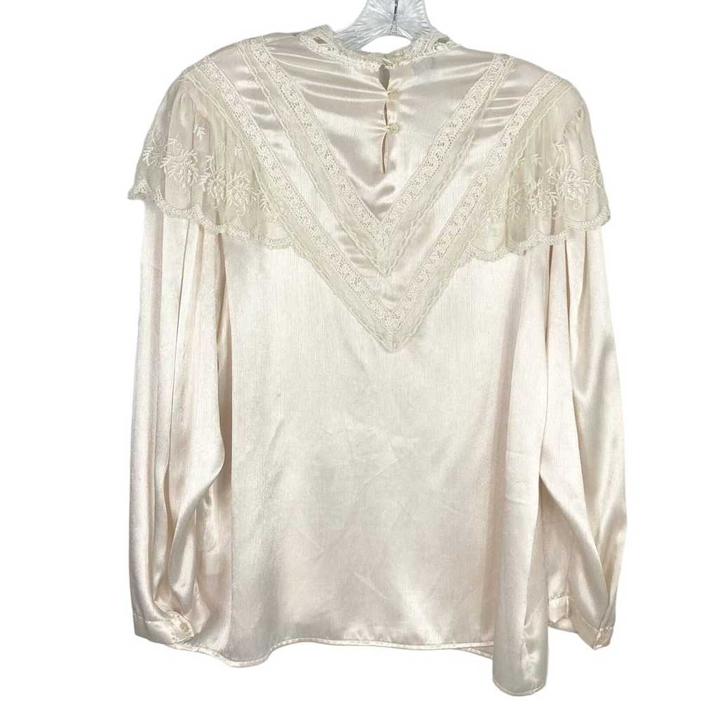 SONYA RATAY Top 14 Vintage Satin Ivory Lace Croch… - image 2