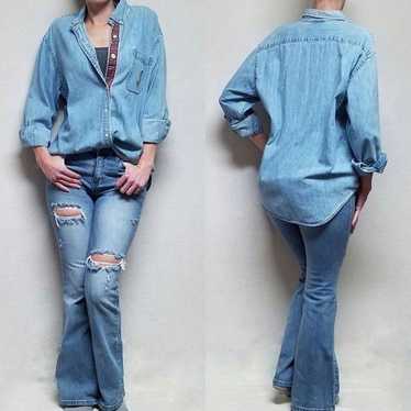 Vintage 1990s Lauren Ralph Lauren Chambray Stone … - image 1