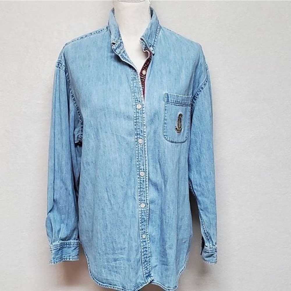 Vintage 1990s Lauren Ralph Lauren Chambray Stone … - image 4