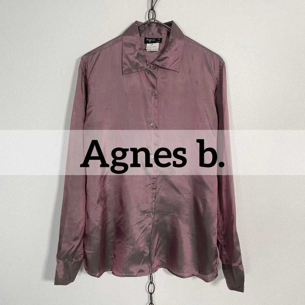 French-made 90s vintage Agnes b. silky blouse wit… - image 1