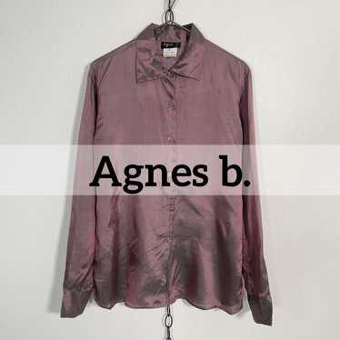 French-made 90s vintage Agnes b. silky blouse wit… - image 1