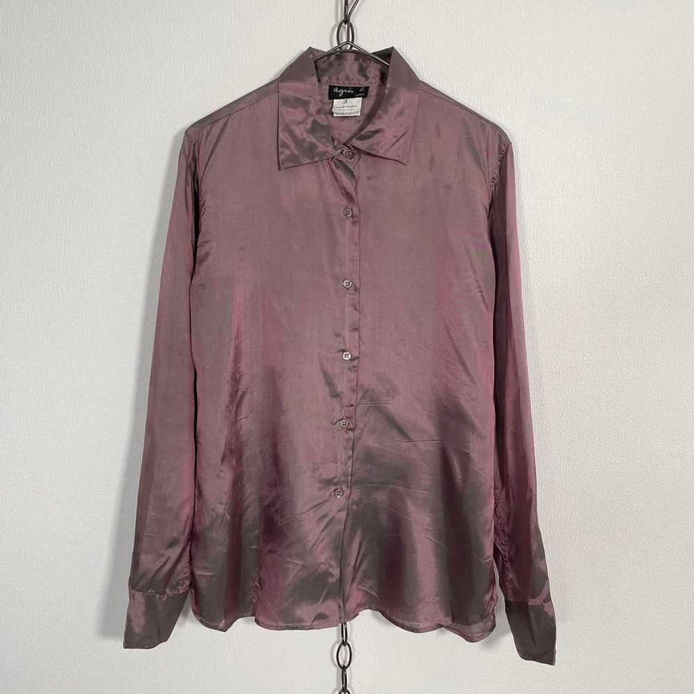 French-made 90s vintage Agnes b. silky blouse wit… - image 2