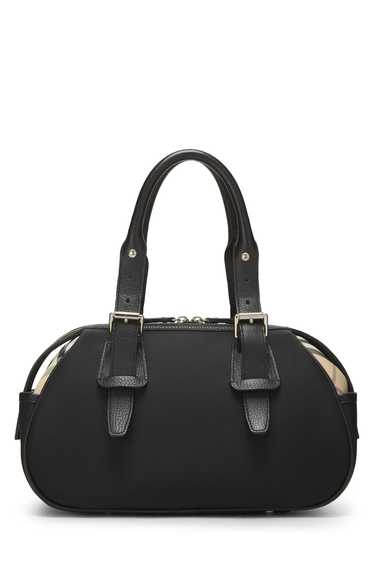 Black Check Nylon Bowler Handbag