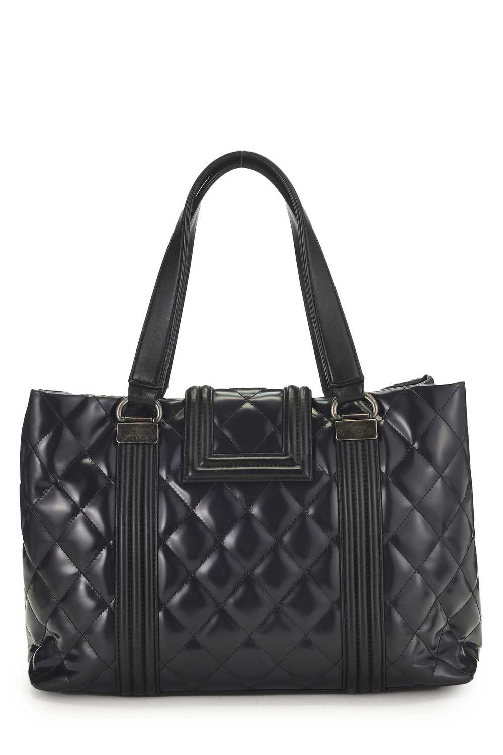 Navy Quilted Patent Leather Boy Tote Medium - image 4