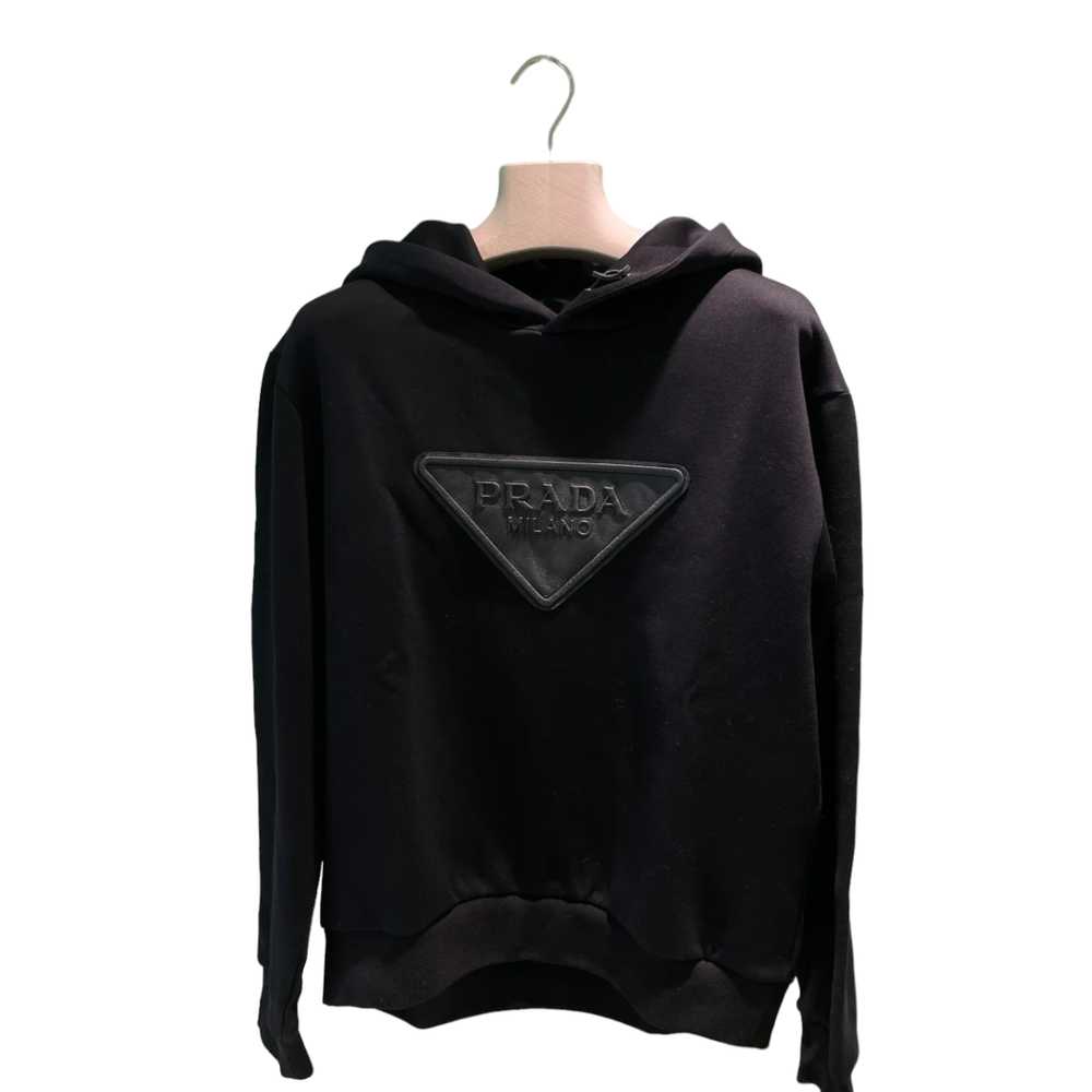 Product Details Prada Black Logo Patch Hoodie - image 3