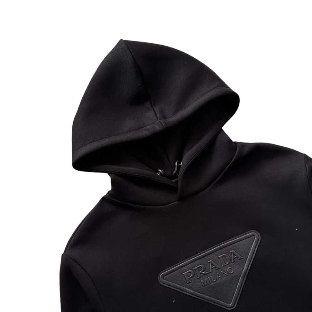 Product Details Prada Black Logo Patch Hoodie - image 4