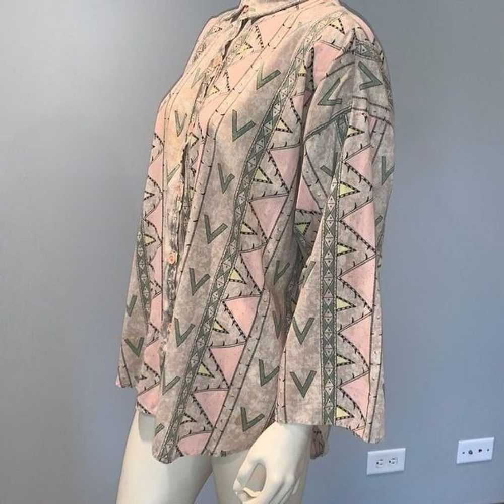 Vintage Pastel Aztec Funky Print Oversized Button… - image 10