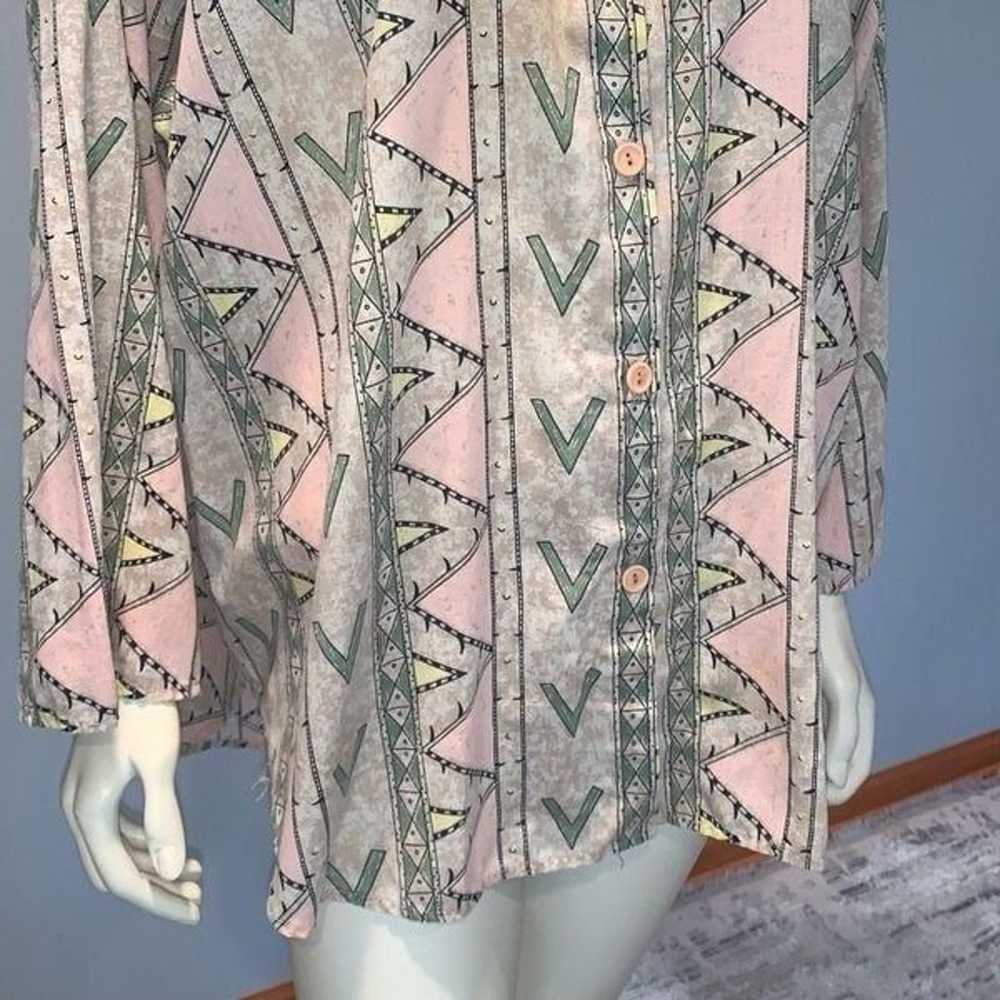 Vintage Pastel Aztec Funky Print Oversized Button… - image 4