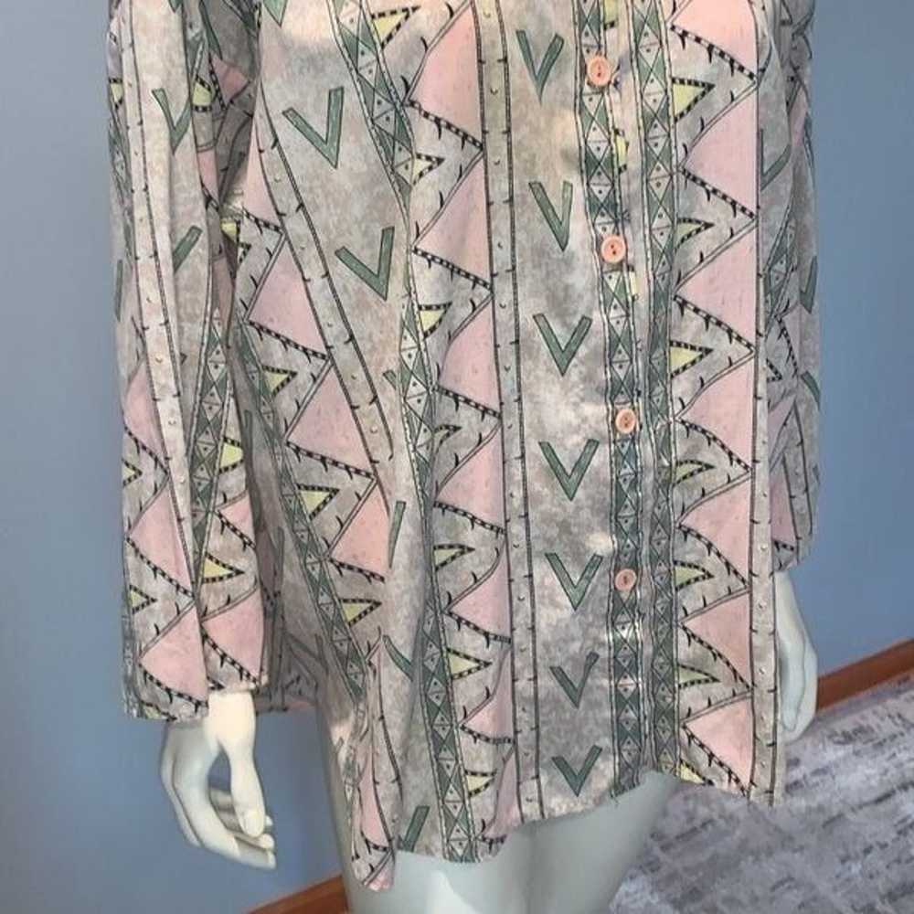 Vintage Pastel Aztec Funky Print Oversized Button… - image 5