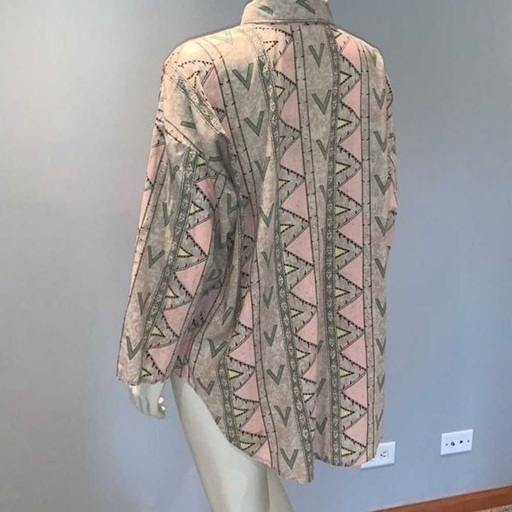 Vintage Pastel Aztec Funky Print Oversized Button… - image 9