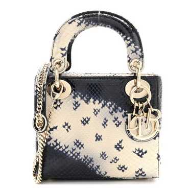 CHRISTIAN DIOR Snakeskin Mini Lady Dior Beige Blue - image 1