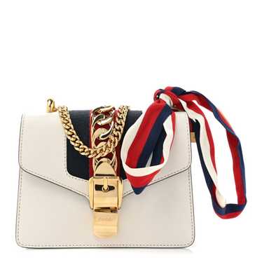 GUCCI Calfskin Mini Sylvie Chain Shoulder Bag Whi… - image 1