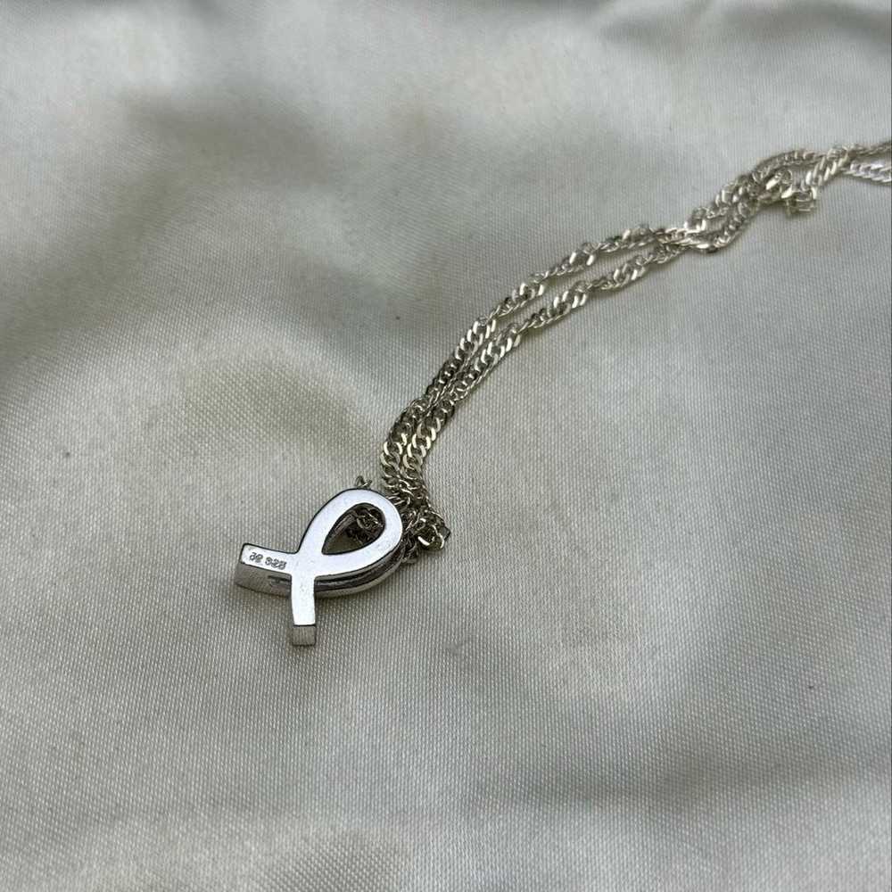 STERLING SILVER CZ RIBBON NECKLACE - image 2