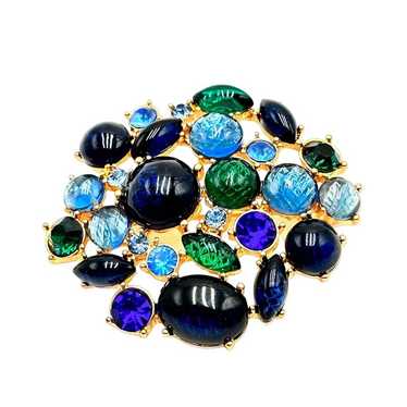 Catwalk Jon Blue Green Glass Rhinesotne Gold Tone 