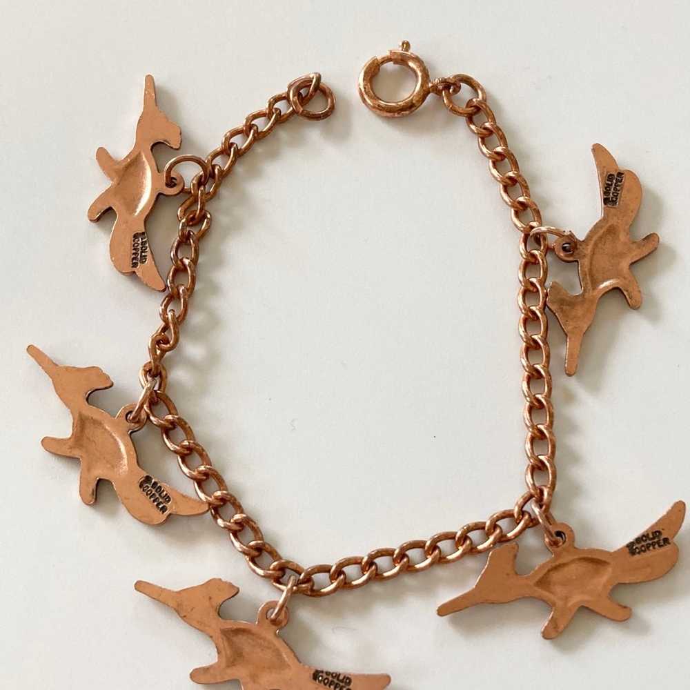 1950s vintage solid copper roadrunner charm Brace… - image 2