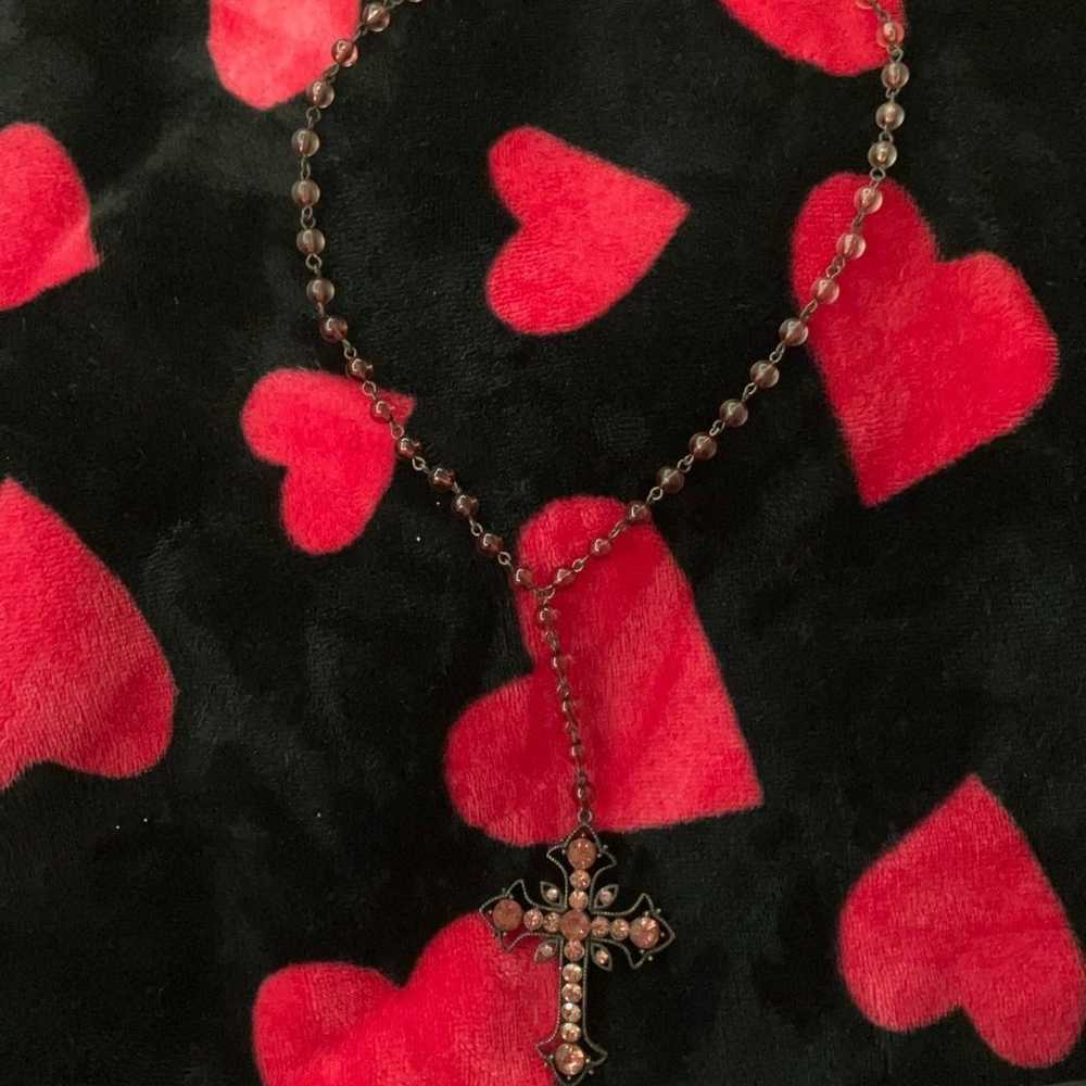 Beaded Cross Necklace VINTAGE - image 2