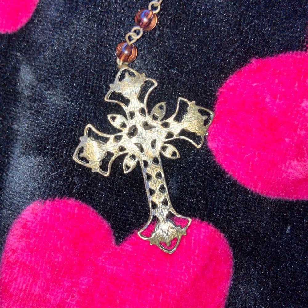 Beaded Cross Necklace VINTAGE - image 4