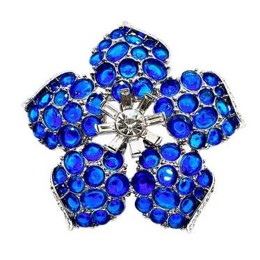 Catwalk Jon Blue Glass Rhinestone Silver Tone 3 D… - image 1