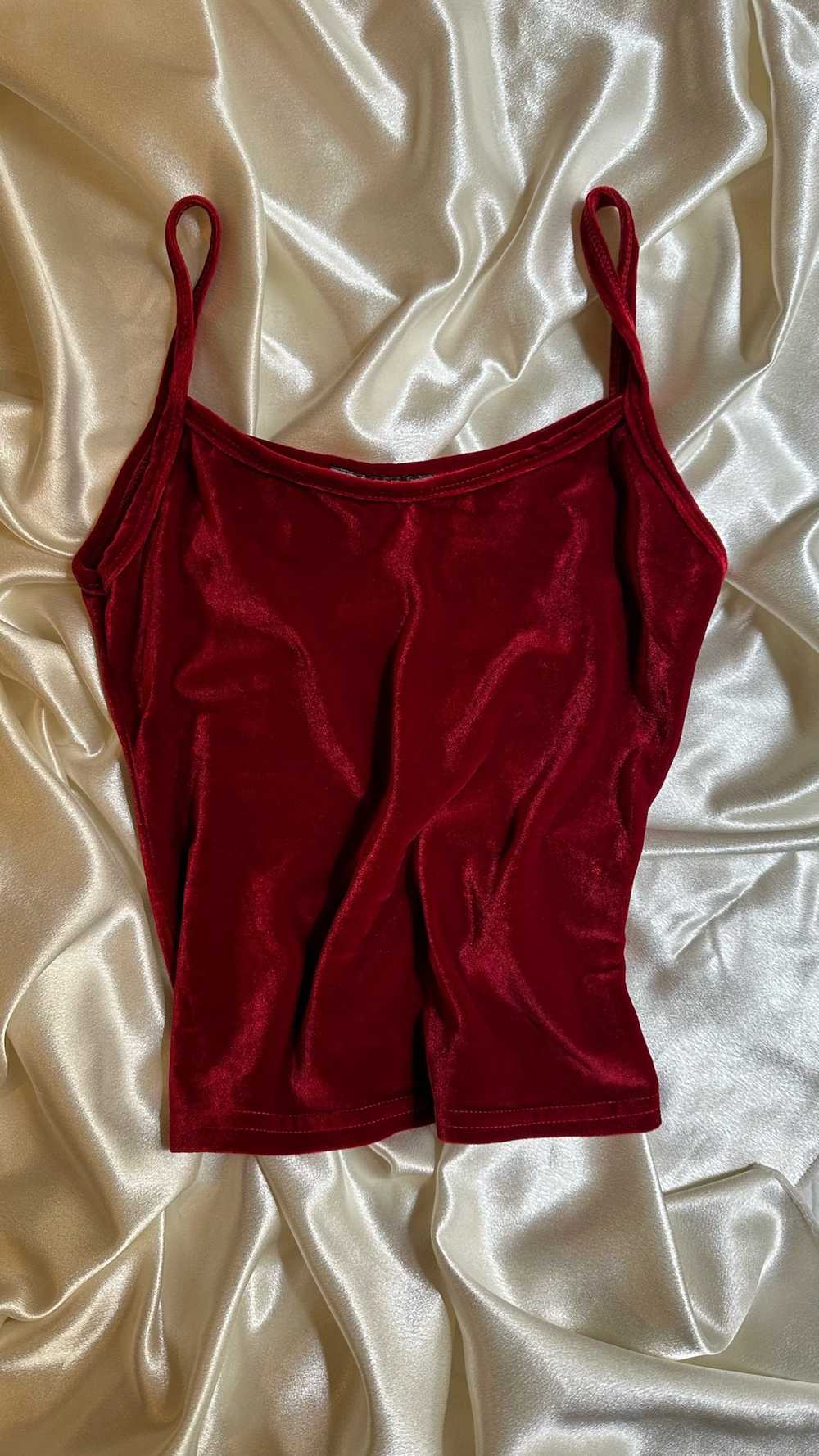 Vintage red dark velvet top (s) - image 1