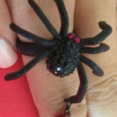 Vintage - Betsey Johnson Black Matte Spider Ring … - image 1