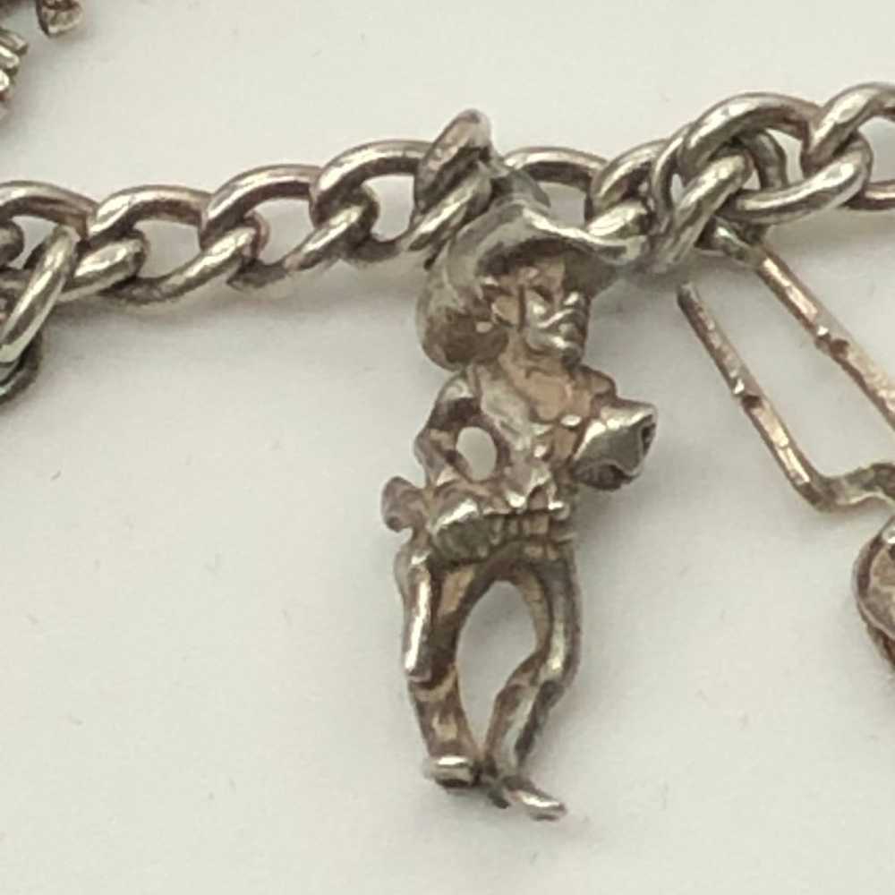 Vintage Sterling Silver Charm Bracelet With 10 St… - image 10