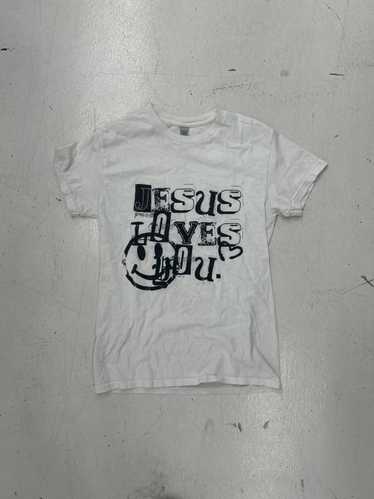 Designer Vintage Jesus Loves You Graphic Tee