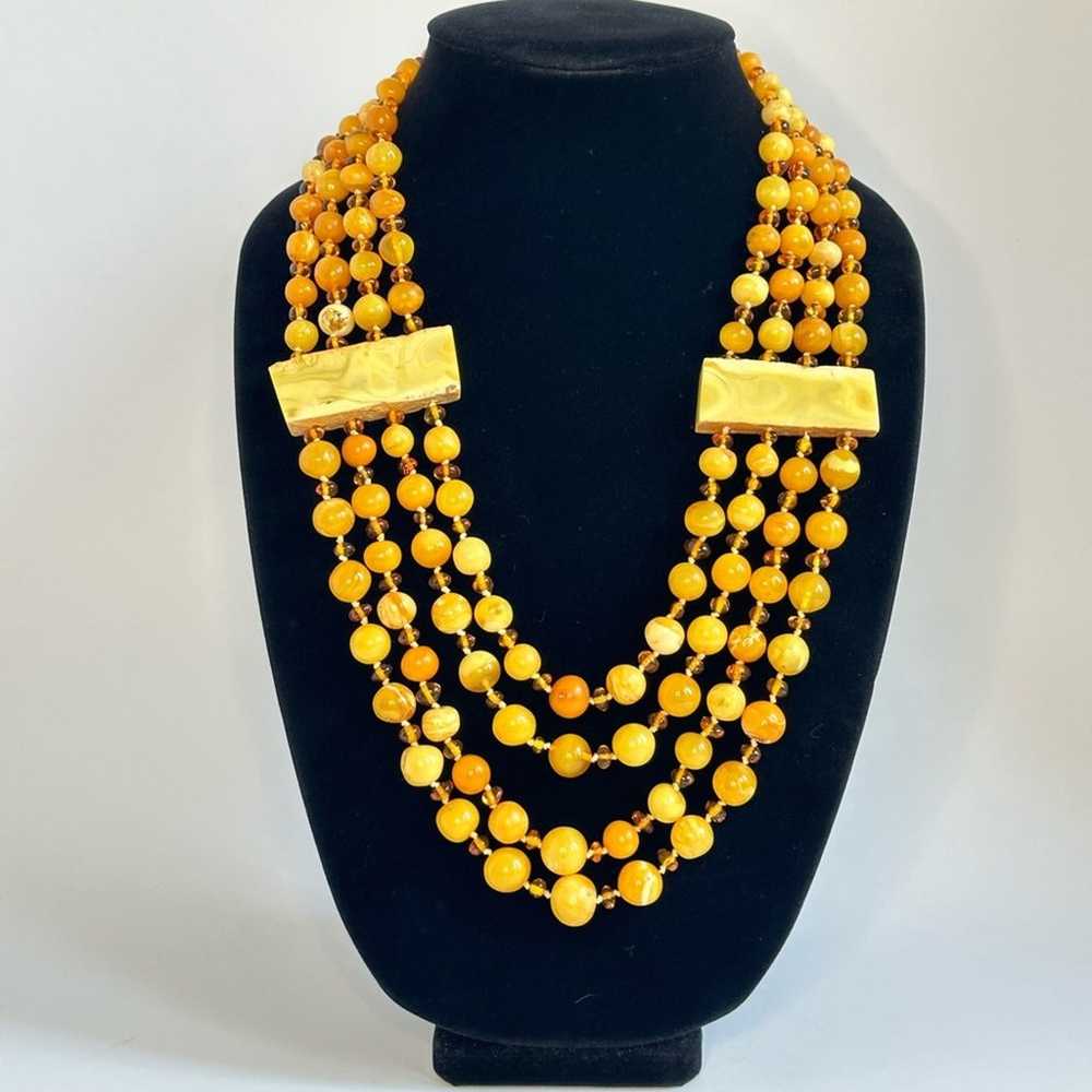 Vintage Y2K Multi Strand Amber Beaded Necklace In… - image 2