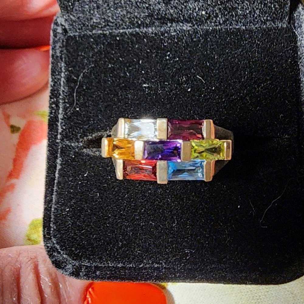 Gorgeous Vintage Multi Gem Stone Ring - image 1