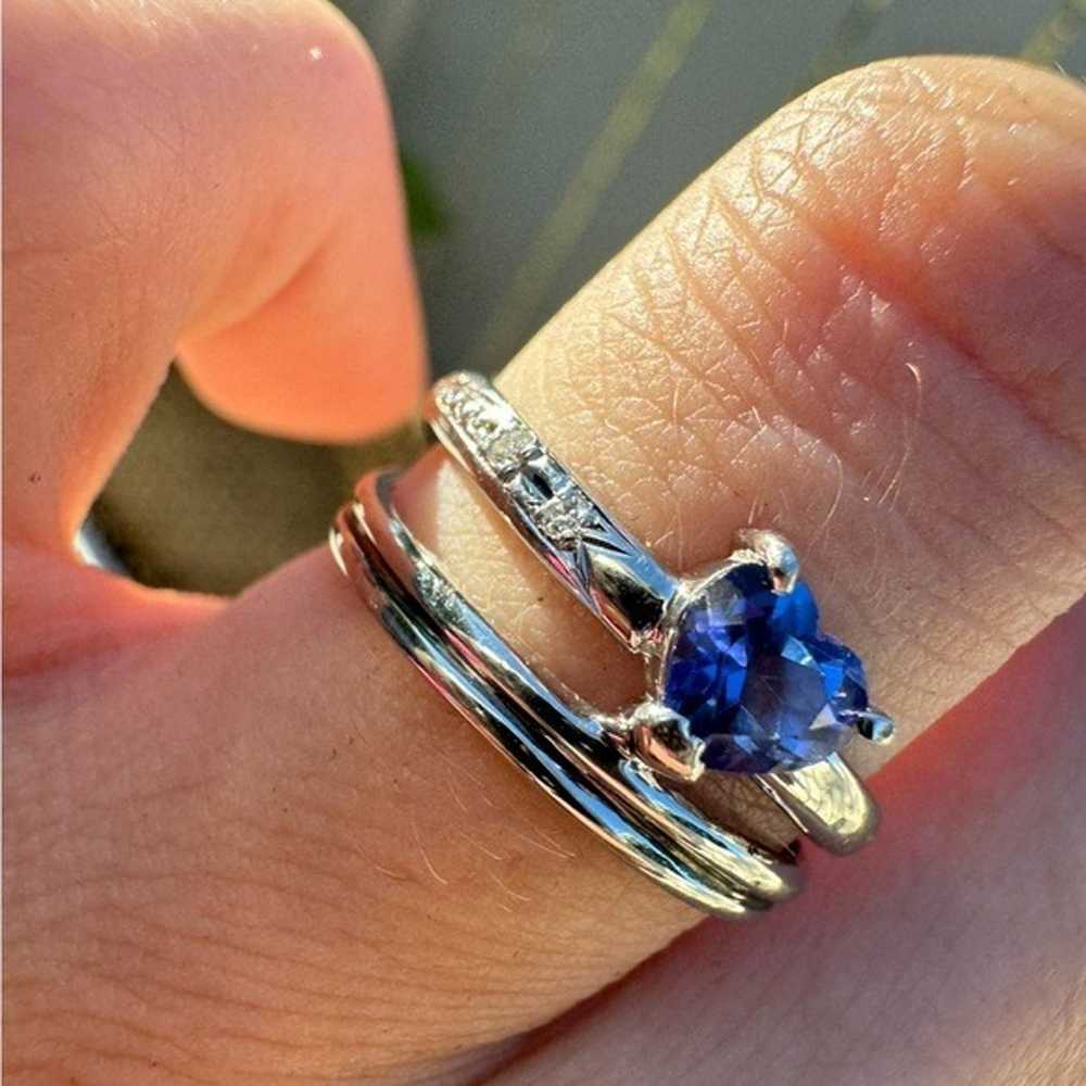 High end vintage solid platinum genuine tanzanite… - image 2