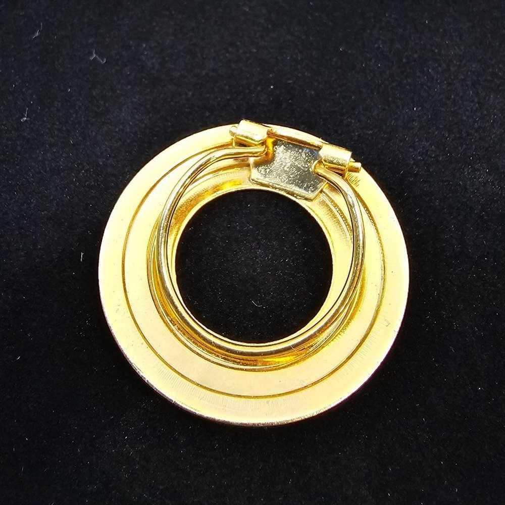 Scarf Ring vintage gold tone round shape with lin… - image 4