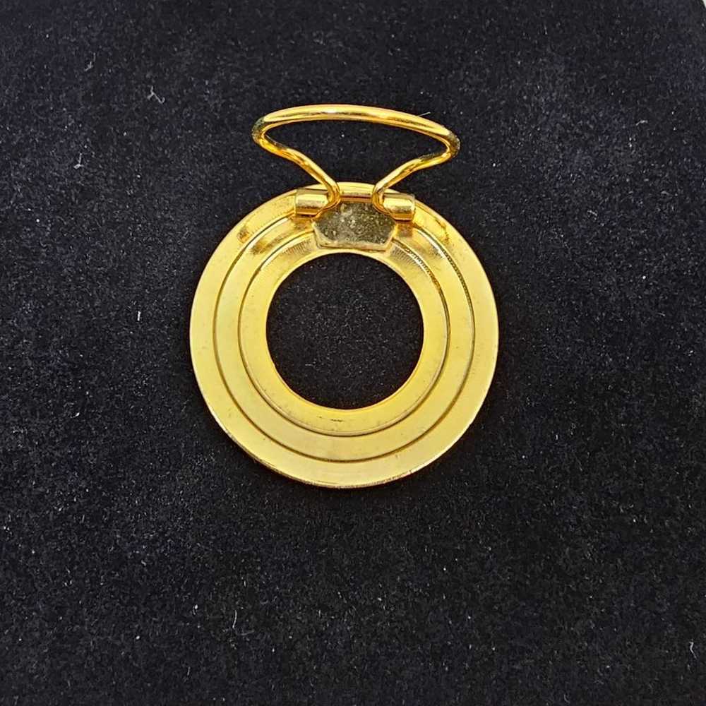 Scarf Ring vintage gold tone round shape with lin… - image 5