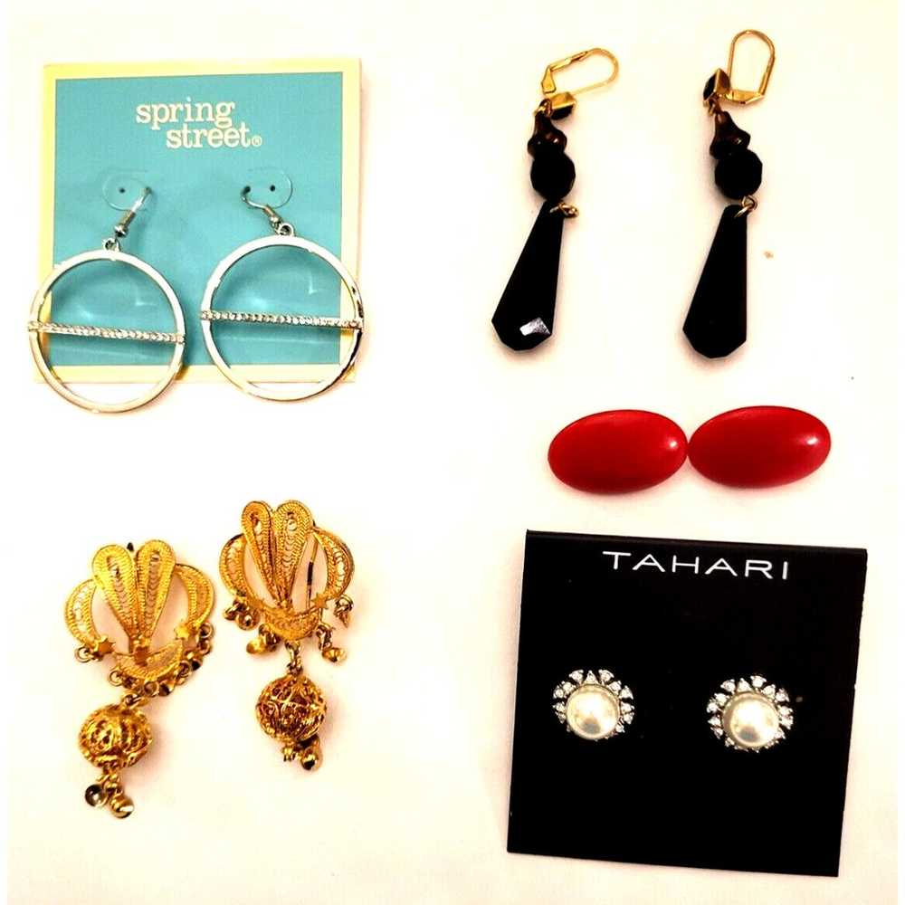 Pierced Earrings Mixed Lot 5 Pairs Bold Sleek Sex… - image 1