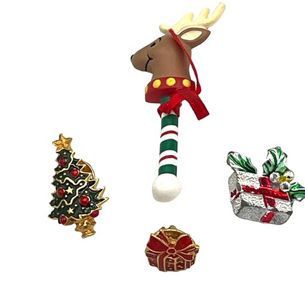 Lot of 4 Christmas Pins Hallmark Reindeer Xmas Tr… - image 1