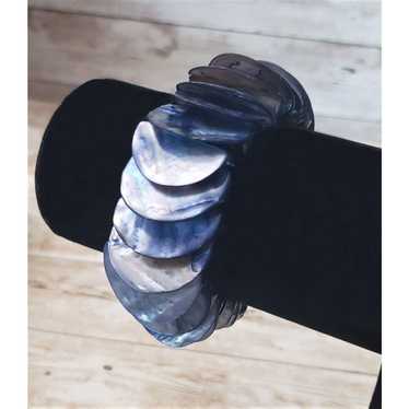 Vintage Stretch Bracelet / Bangle Blue Shell? - image 1