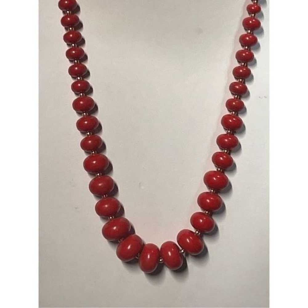 1980s Cherry Red Graduated Beaded Retro Vintage N… - image 1