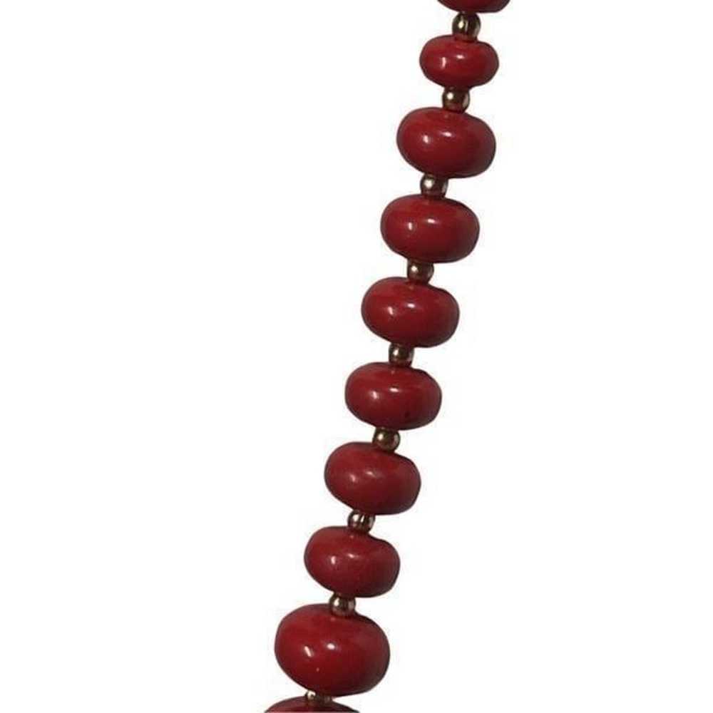 1980s Cherry Red Graduated Beaded Retro Vintage N… - image 5