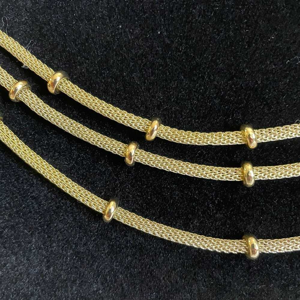 Vintage Anne Klein Gold Tone 3 Strand Mesh Neckla… - image 4