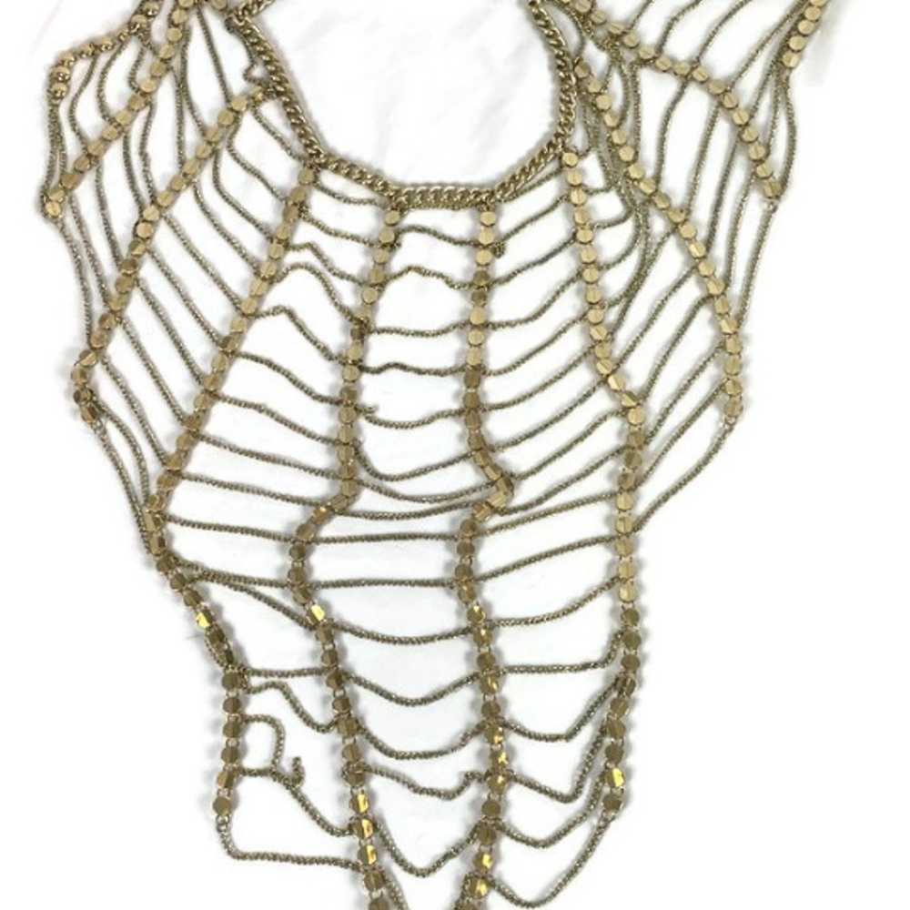 Vintage Full Chest Bib necklace Gold - image 1