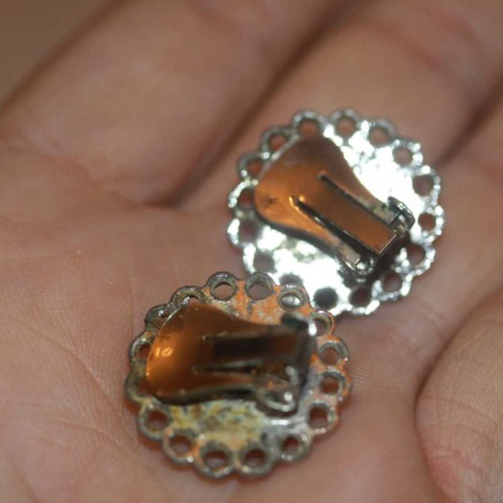 Vintage Silver Plated BUTTERFLY WING Clip EARRINGS - image 3