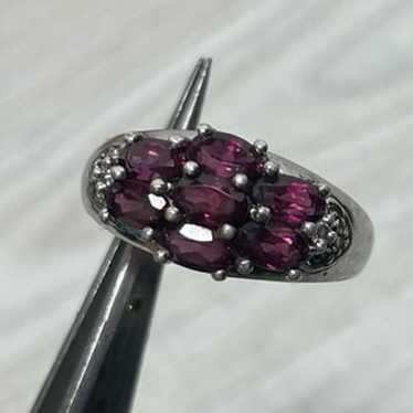 Vintage Garnet Sterling Silver Ring. - image 1