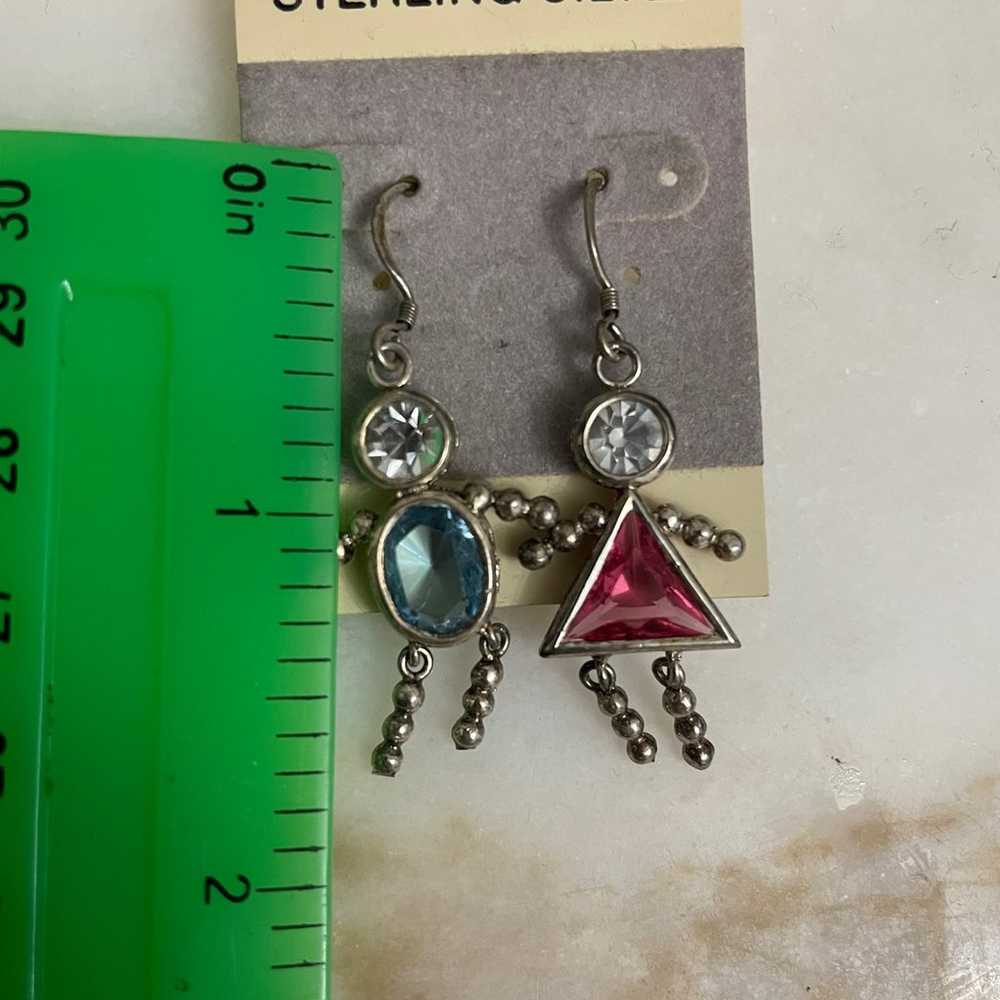 Vintage Sterling Silver Boy Girl Dangle Earrings - image 2