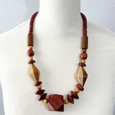 Vintage wooden bead necklace - image 1