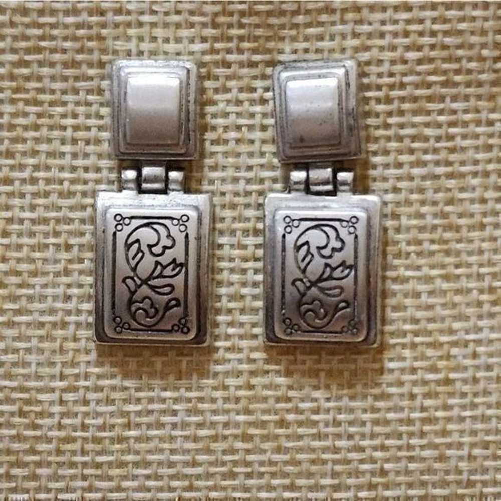 Brighton vintage silver scrolled drop earrings - image 1