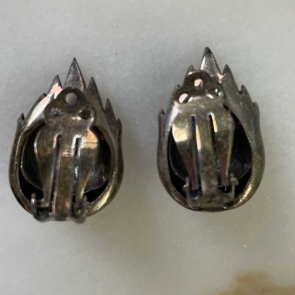 Vintage Sterling Silver Clip On Stud Earrings - image 2