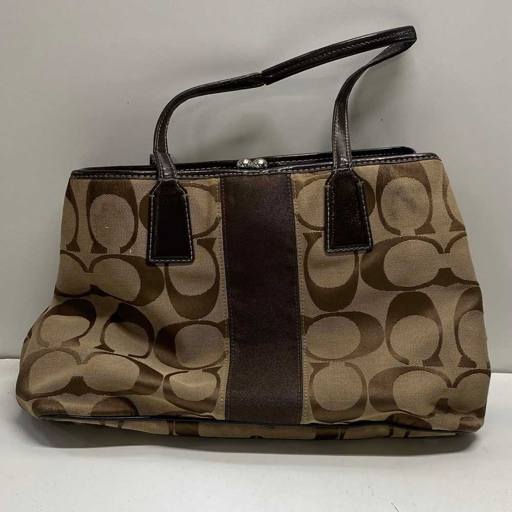 COACH F17424 Khaki Signature Canvas Kisslock Bag - image 2